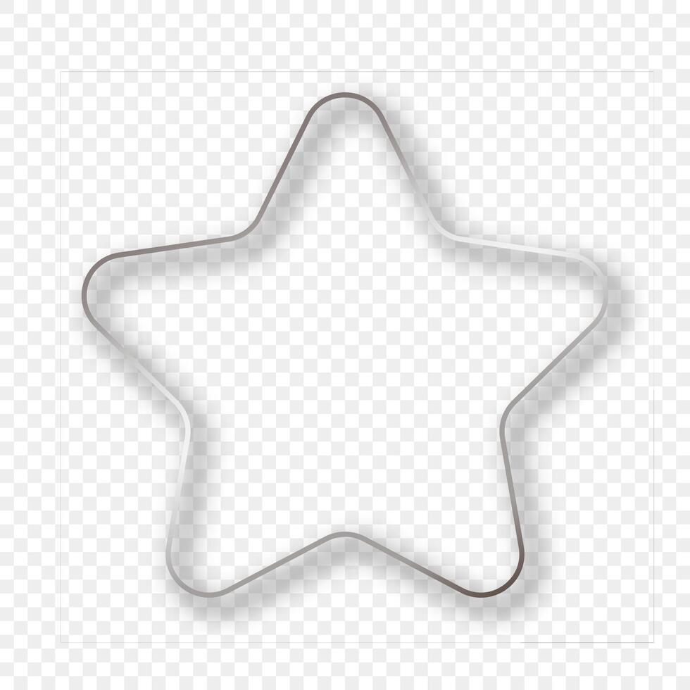 Silver glowing rounded star shape frame with shadow vector
