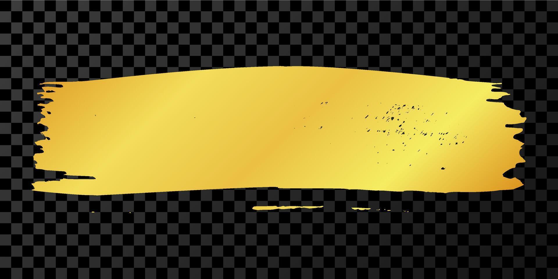 Gold brush stroke. Hand drawn ink spots isolated on dark background. illustration vector