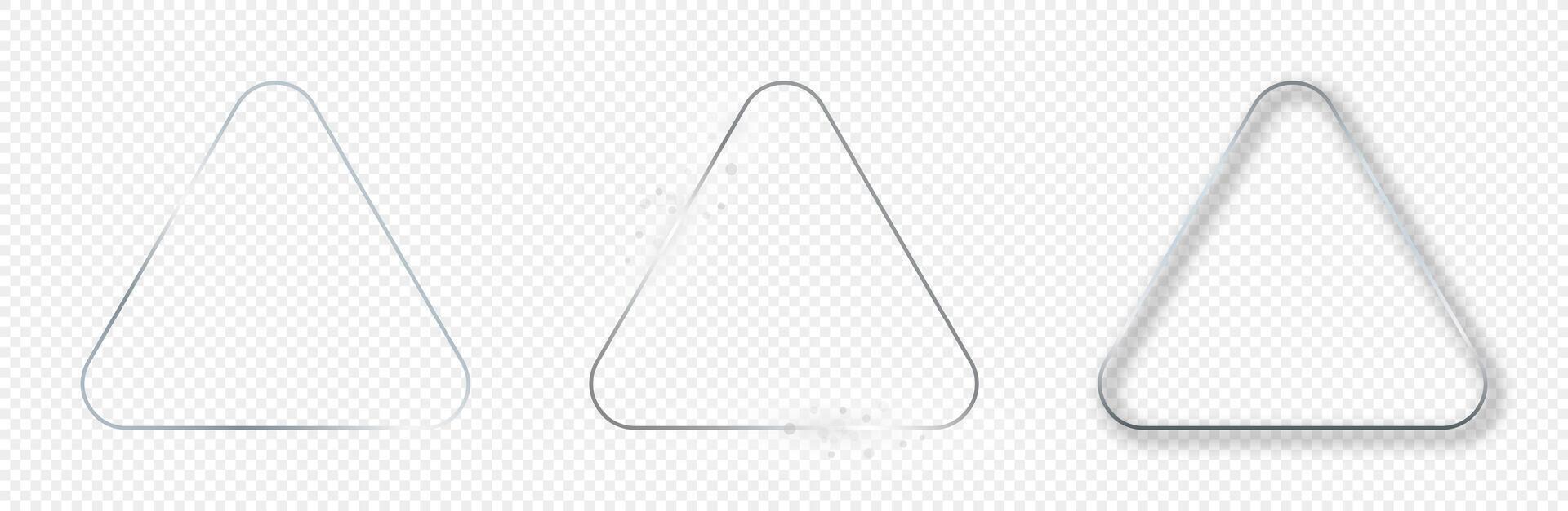 Silver glowing rounded triangle frame vector