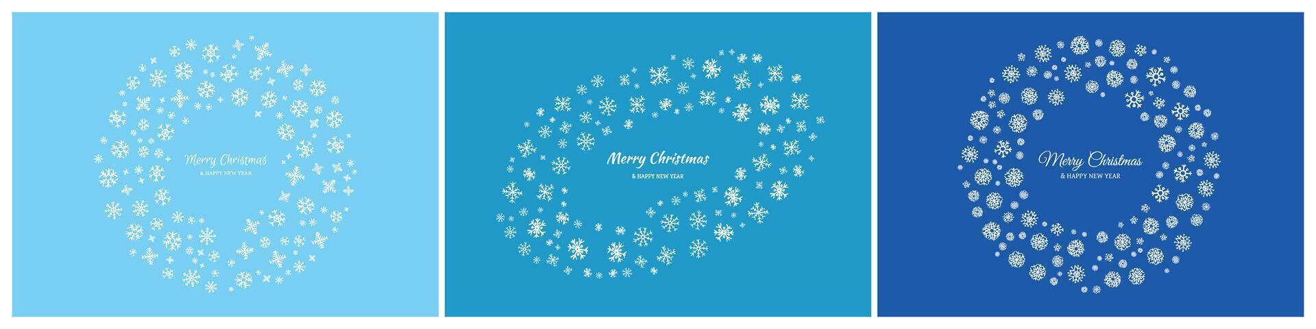 Set of Merry Christmas backgrounds with snowflakes vector