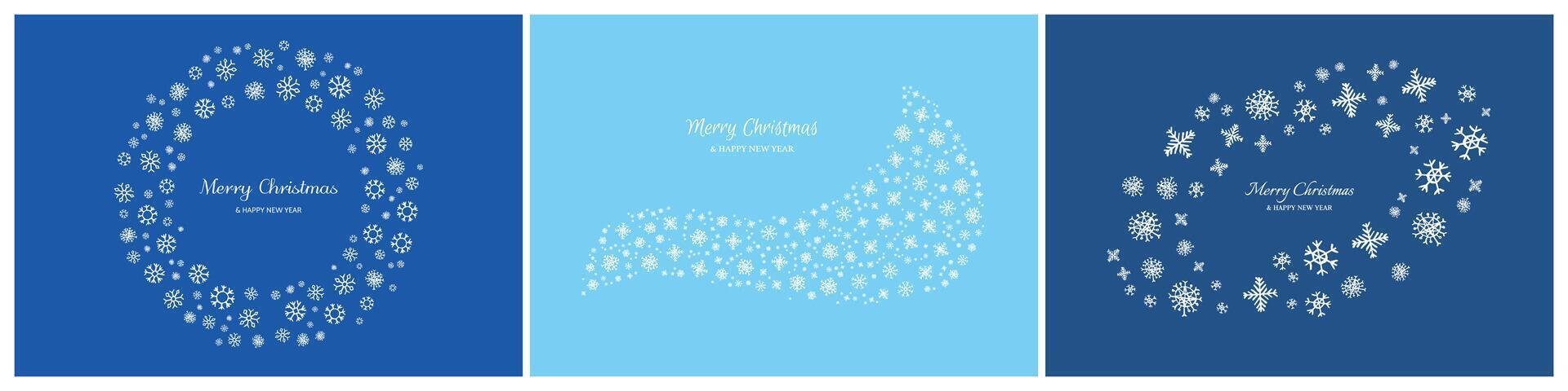Set of Merry Christmas backgrounds with snowflakes vector
