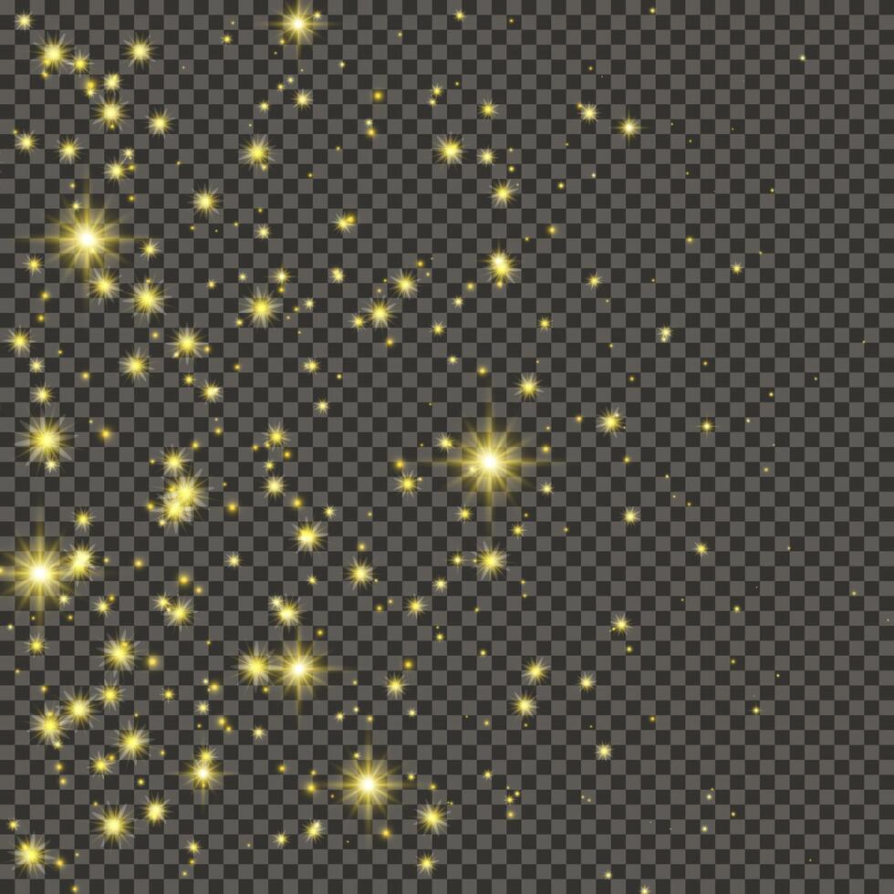 Gold glittering dust on a gray background. Dust with gold glitter effect and empty space for your text. illustration vector