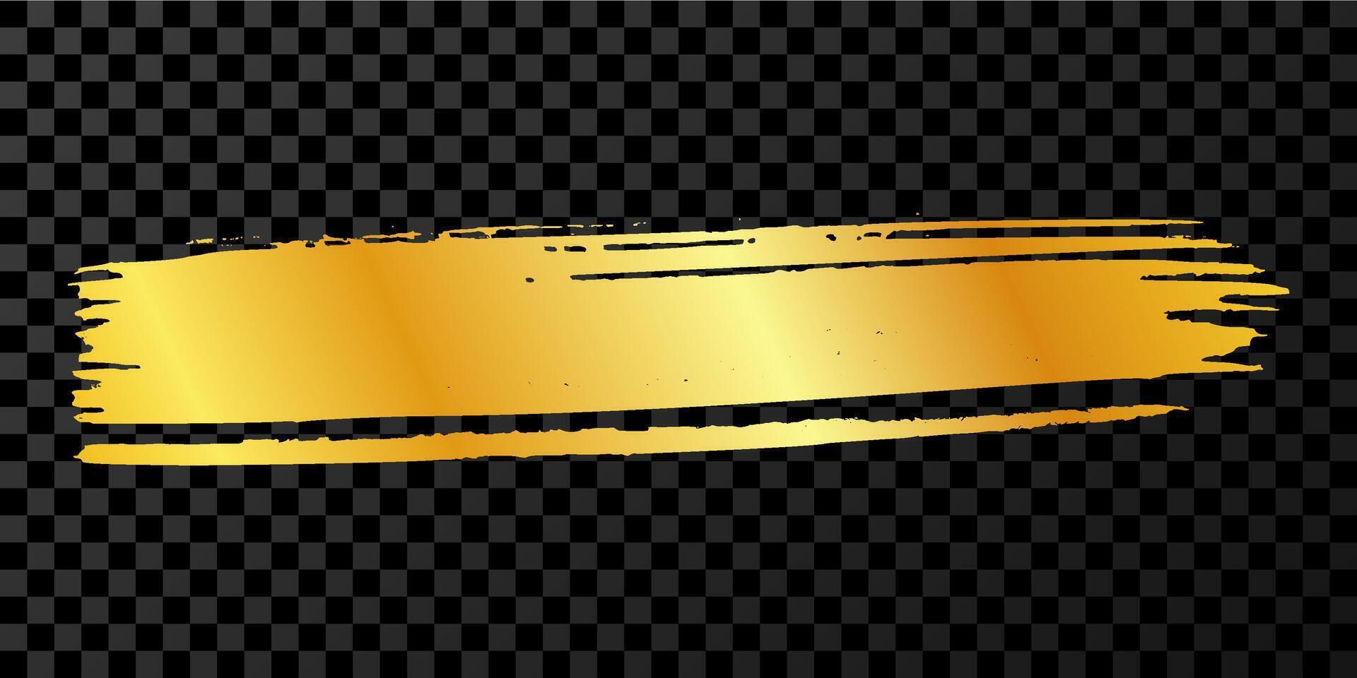 Gold brush stroke. Hand drawn ink spots isolated on dark background. illustration vector