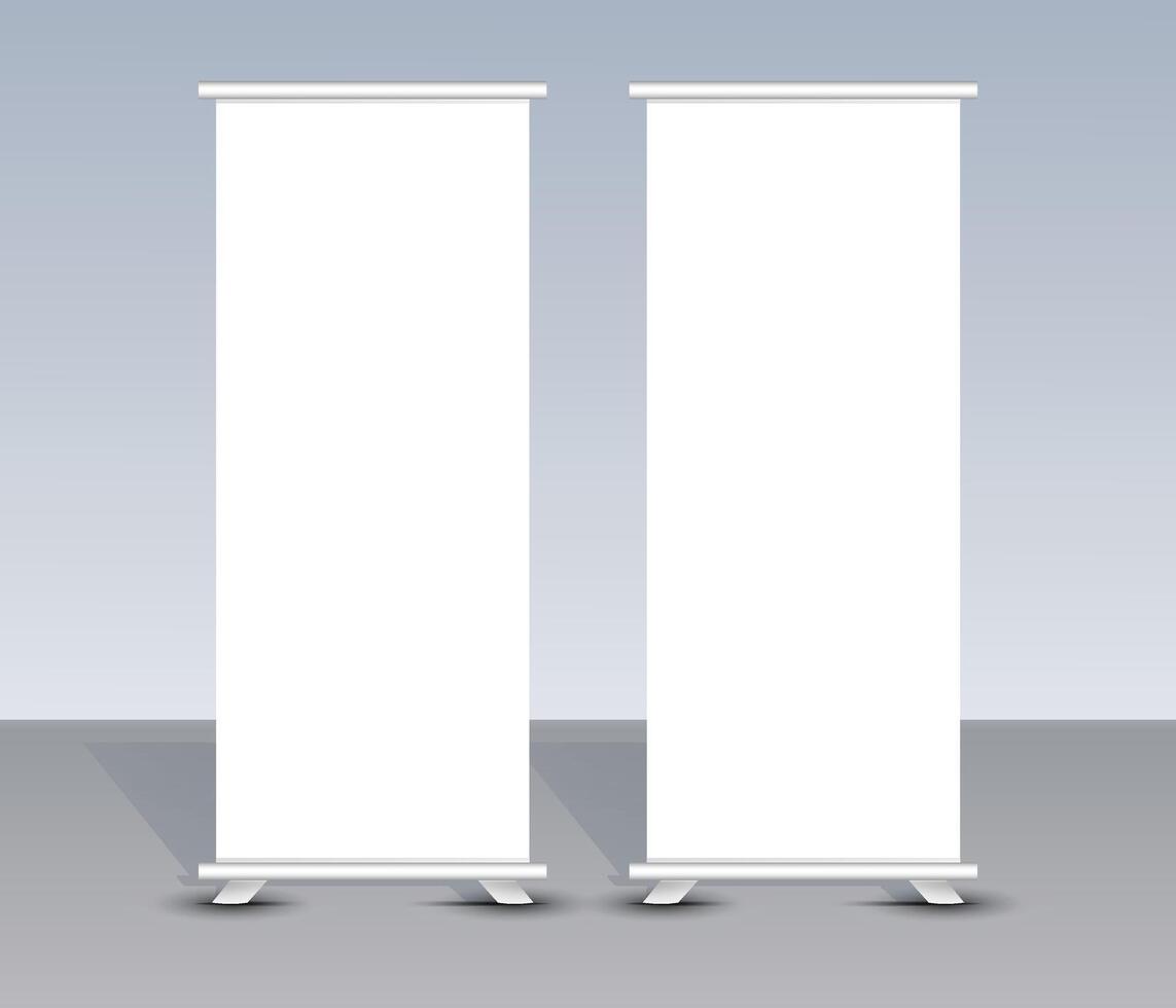 Simple and clean roll up banner and stand banner mockup design vector