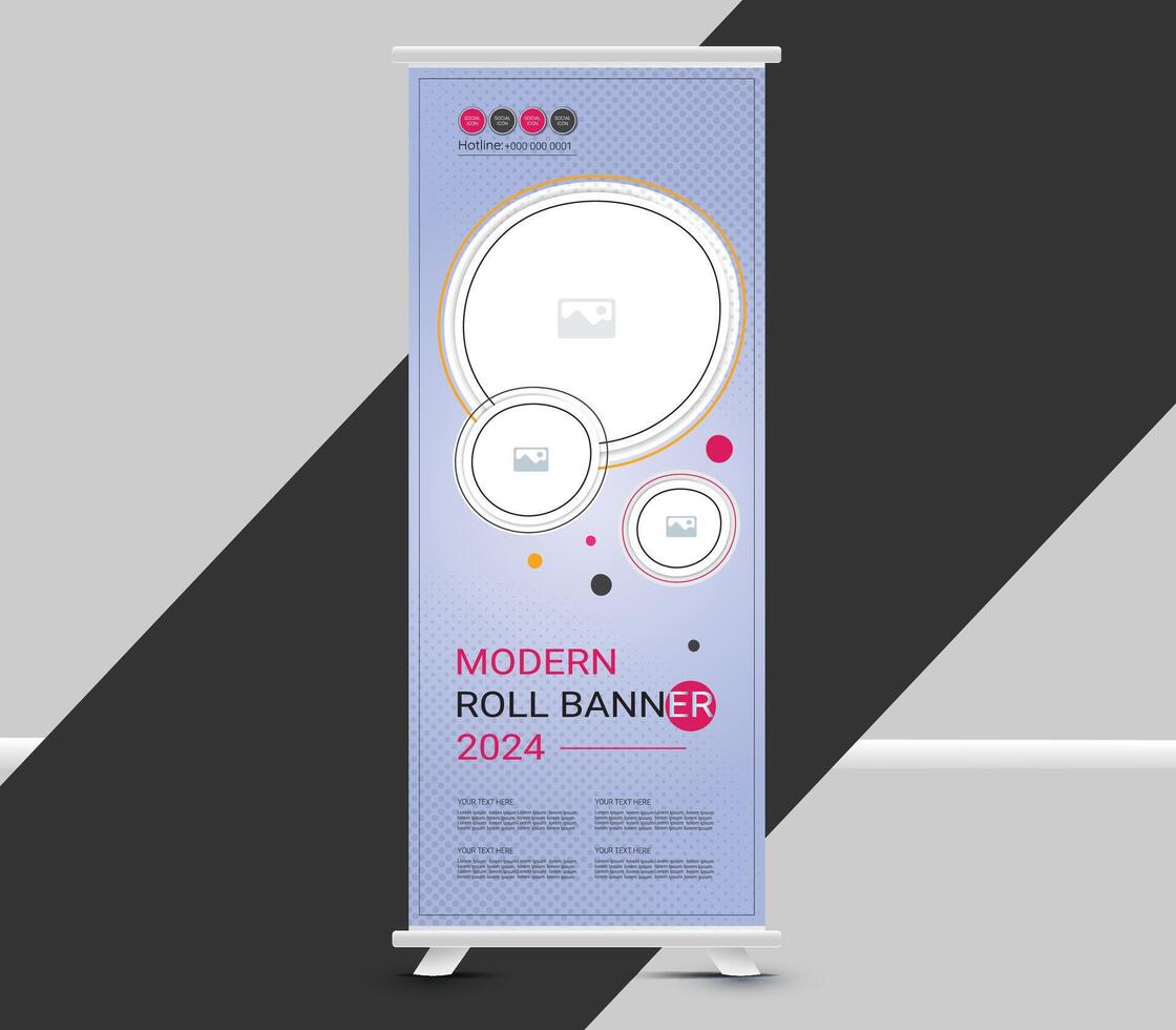 Modern and creative esky color roll up business banner template design vector