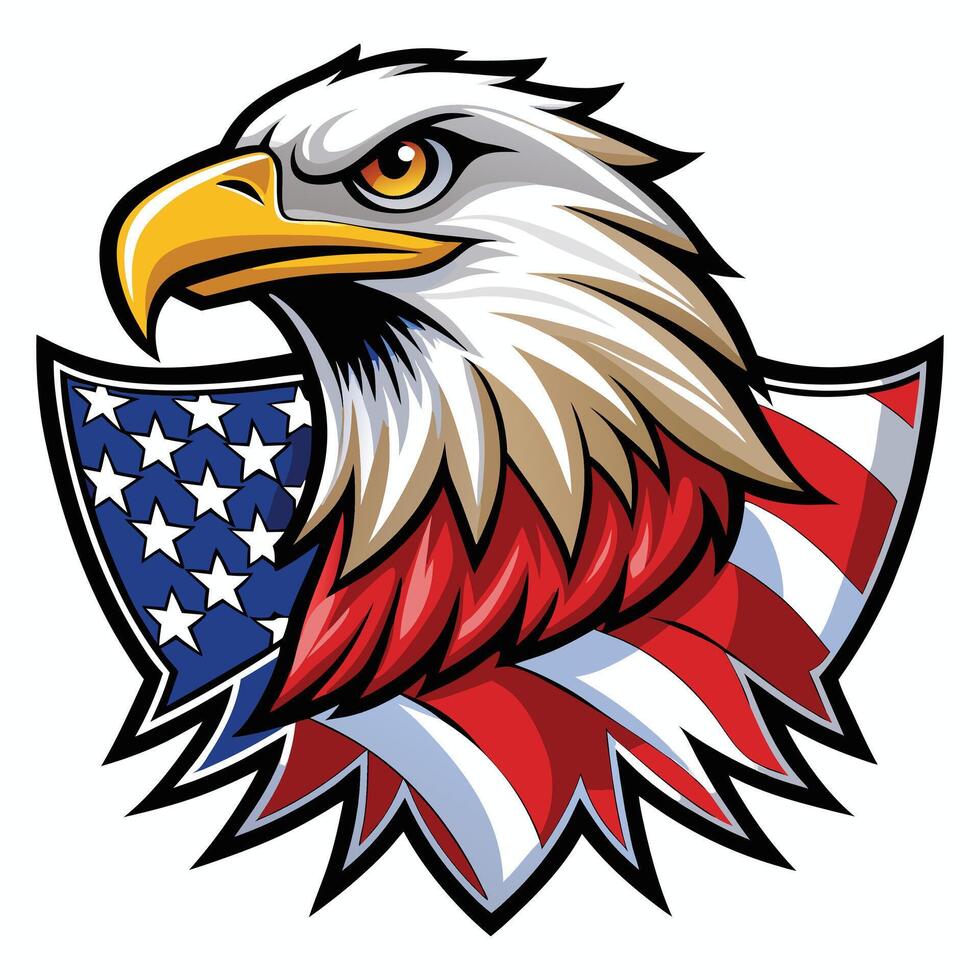 American eagle head with American flag illustration vector