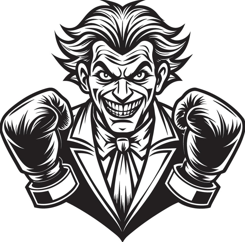 the joker is wearing boxing gloves and a suit vector