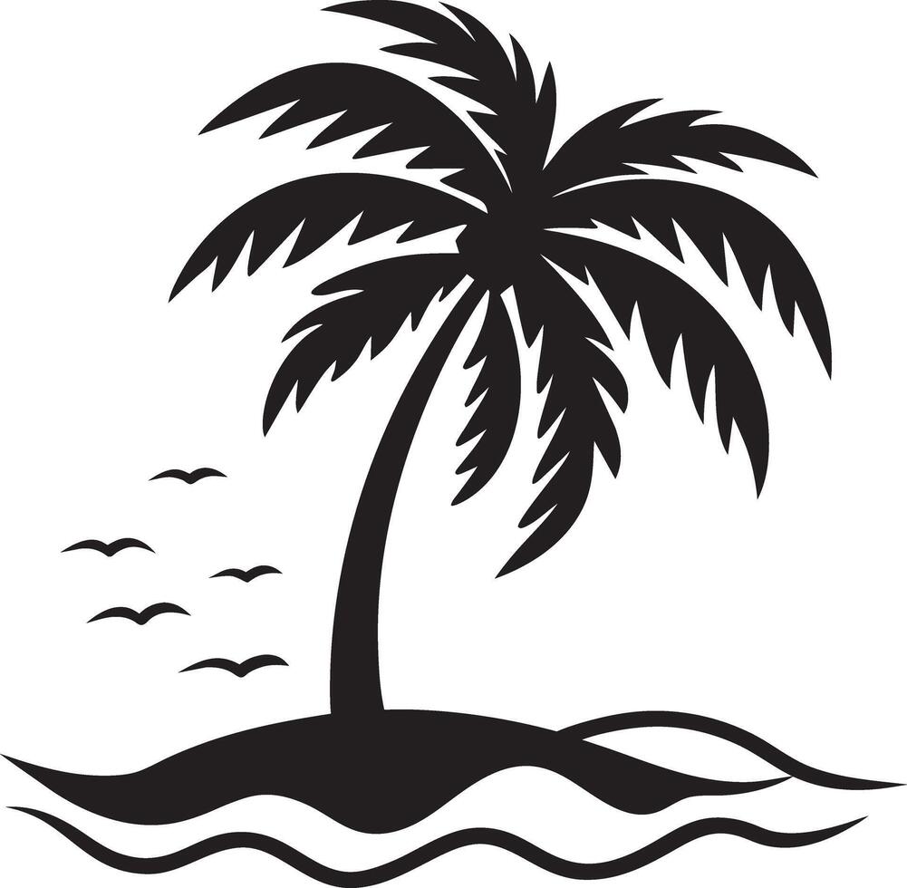 palm tree on the island illustration vector