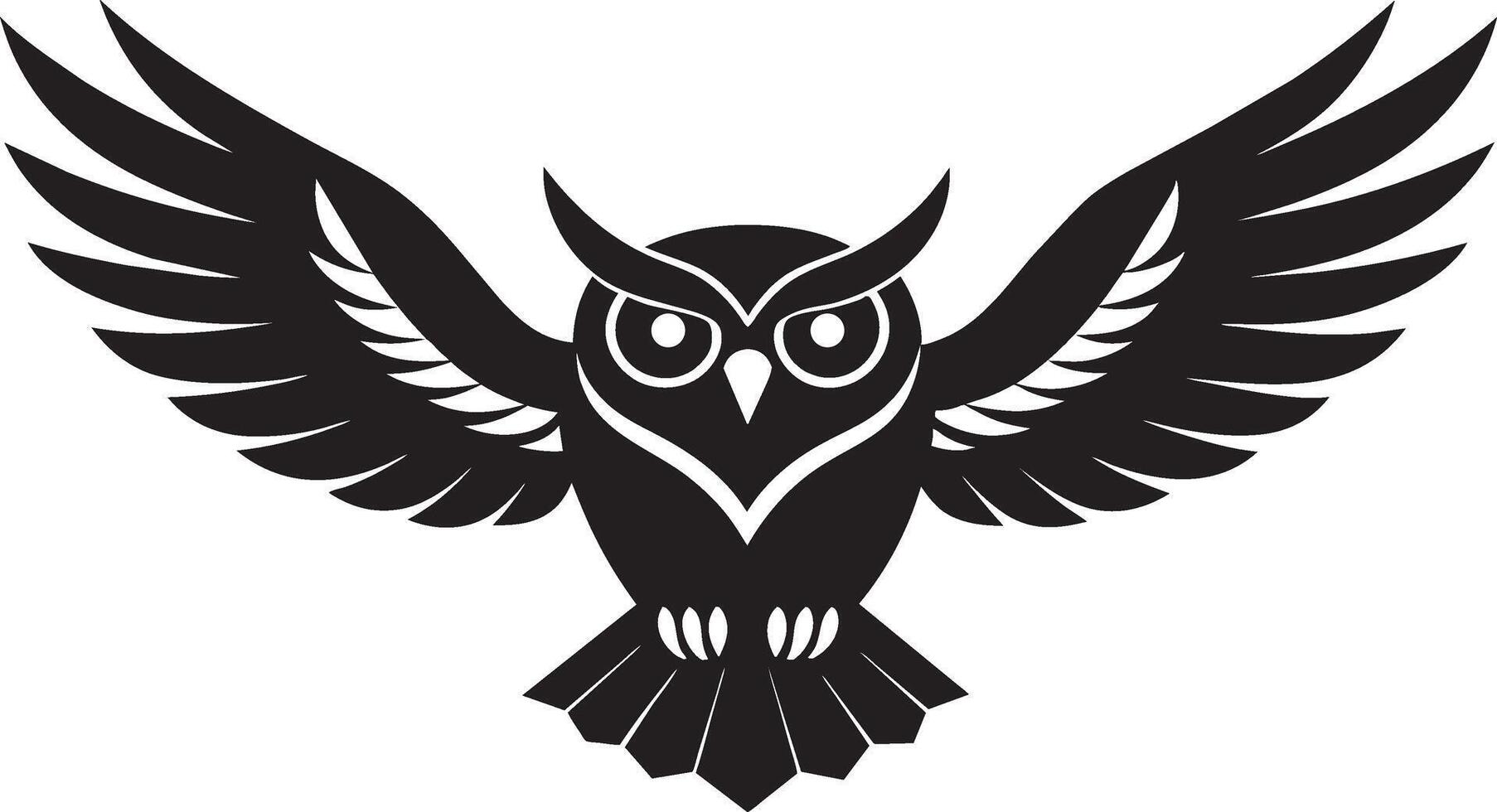 an owl with wings spread out on a white background vector