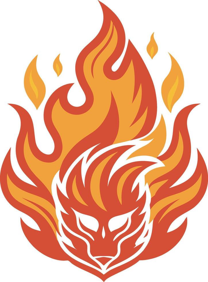 a fire and flames logo with a lion head vector