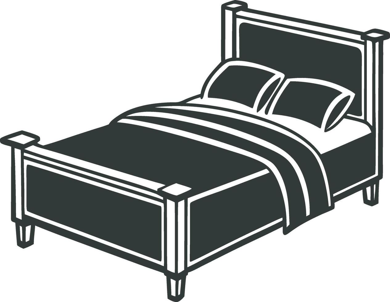 a black and white illustration of a bed vector