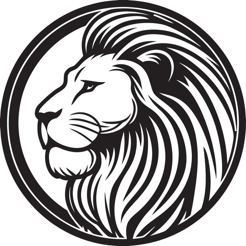 lion head in a circle logo vector