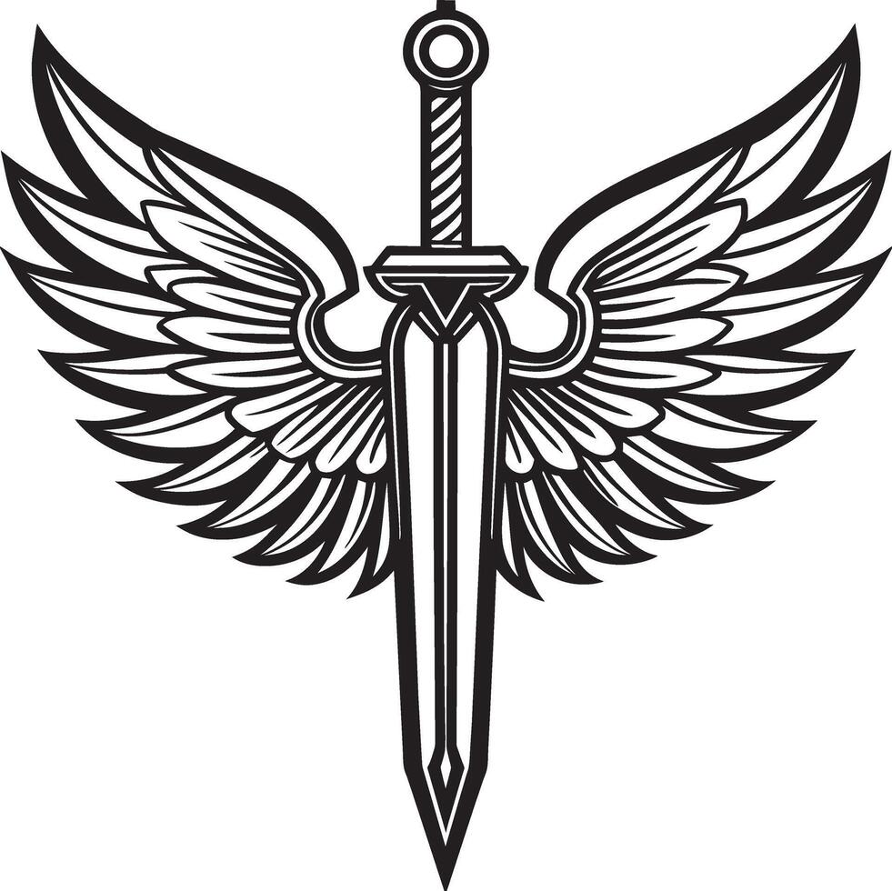 a sword with wings and a dagger vector