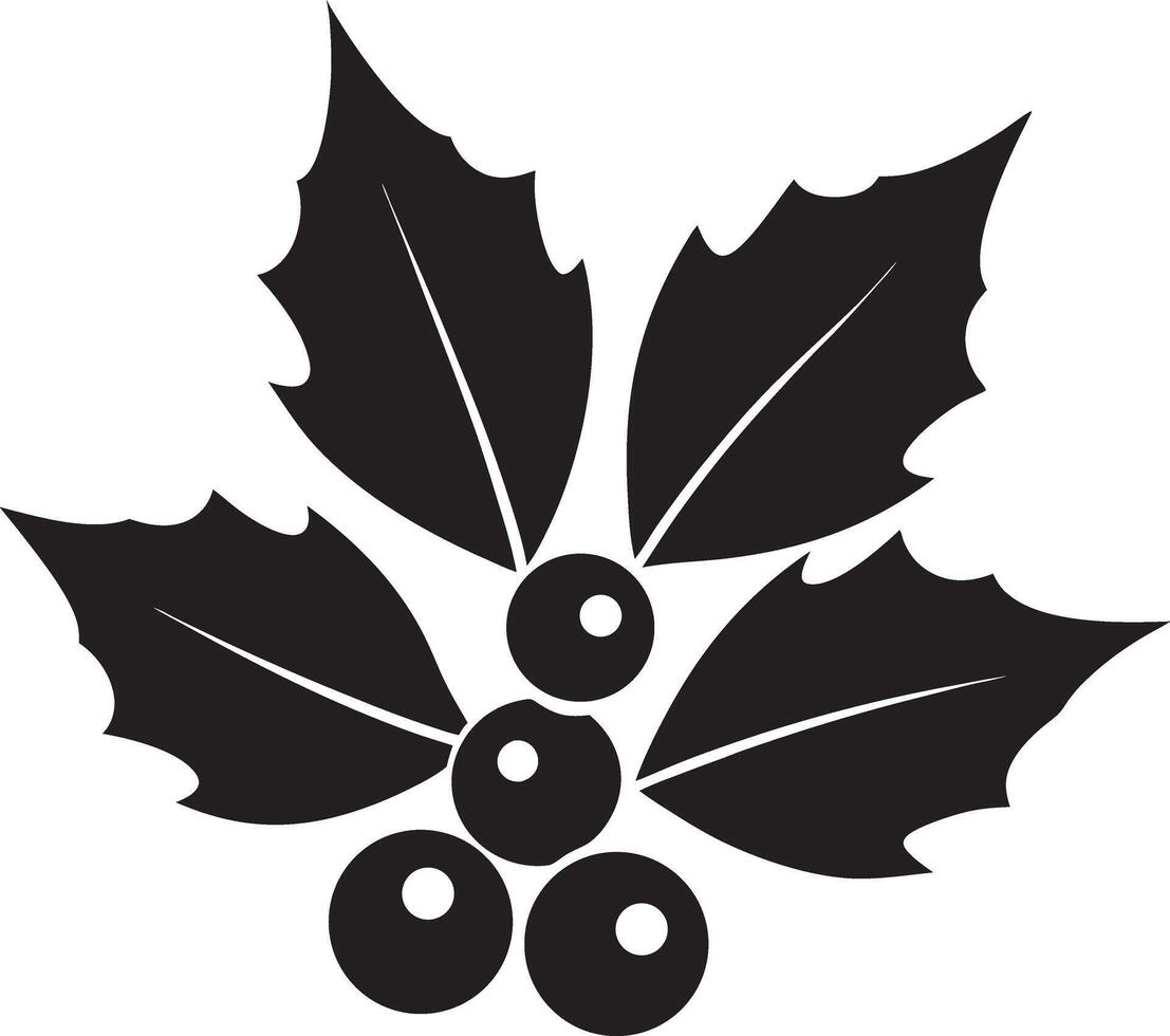 a black and white illustration of a holly leaf vector