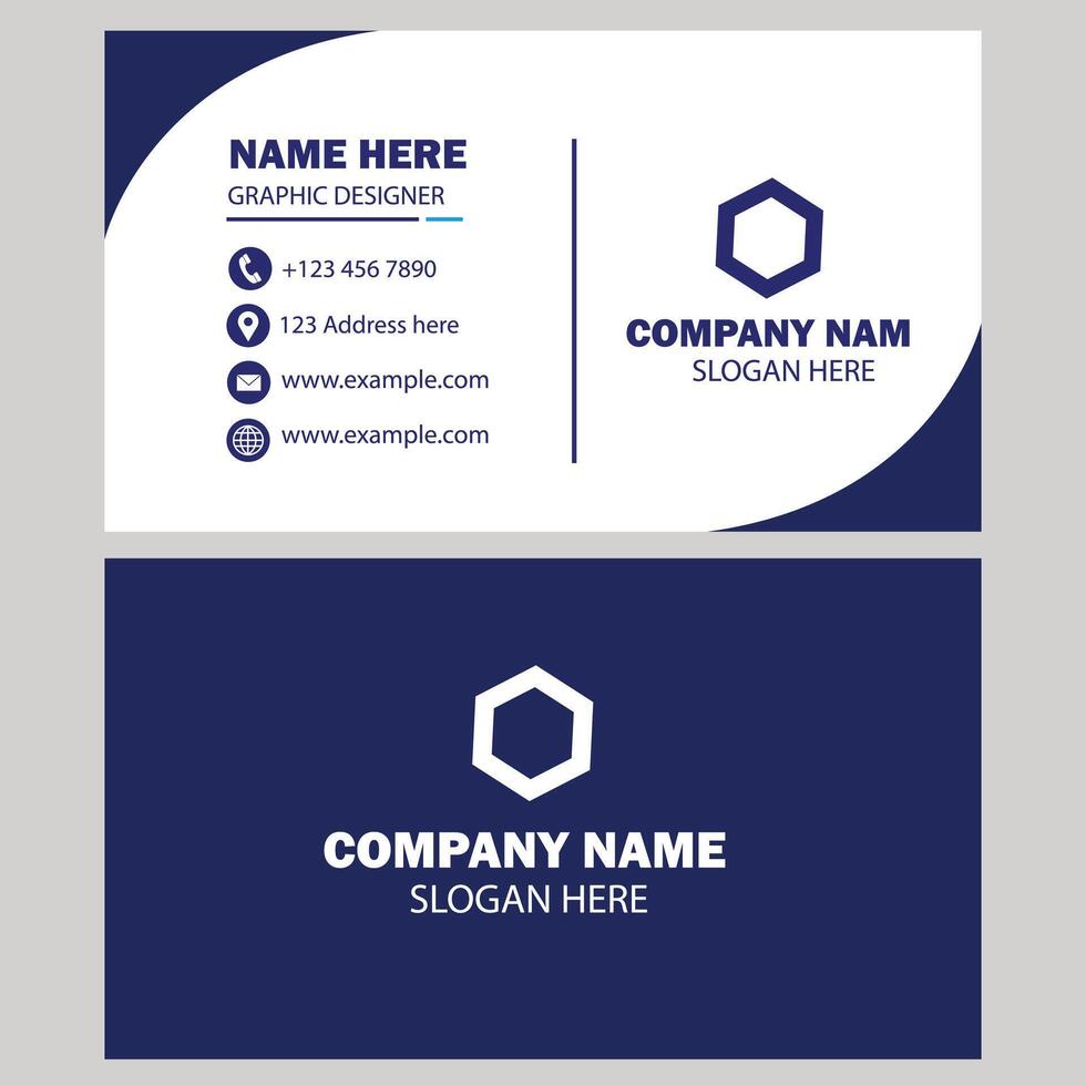 Blue color minimal business card design vector