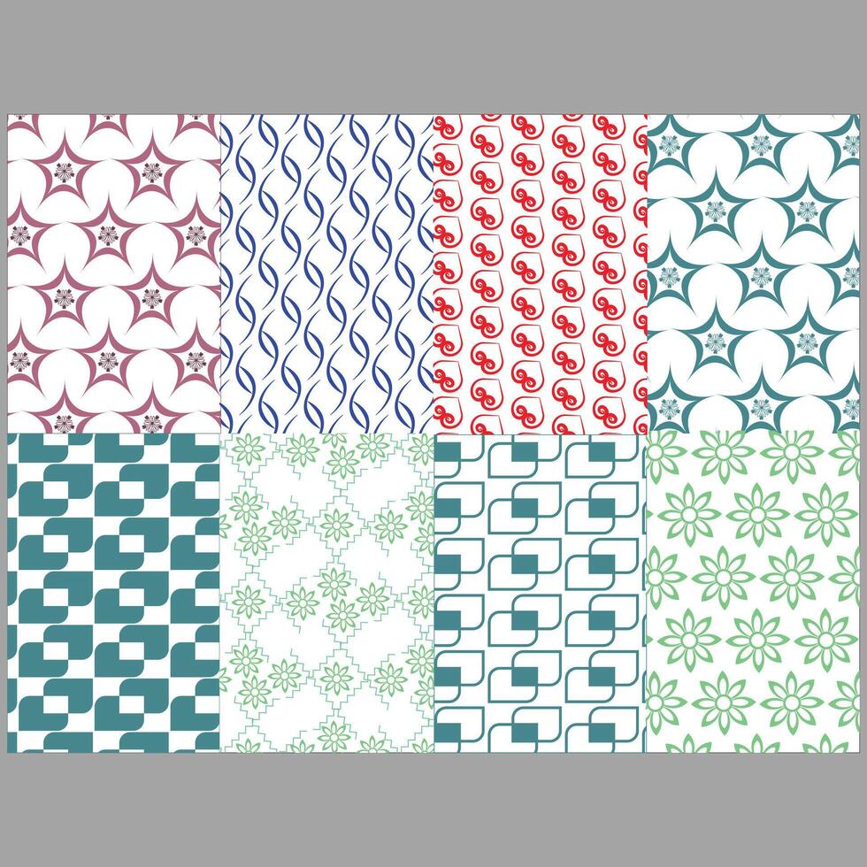 Beautiful seamless bright abstract pattern set design vector