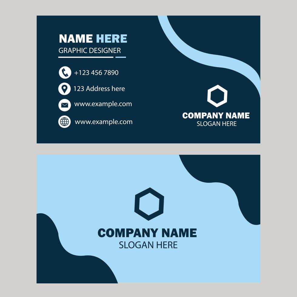 Blue color creative business card design vector