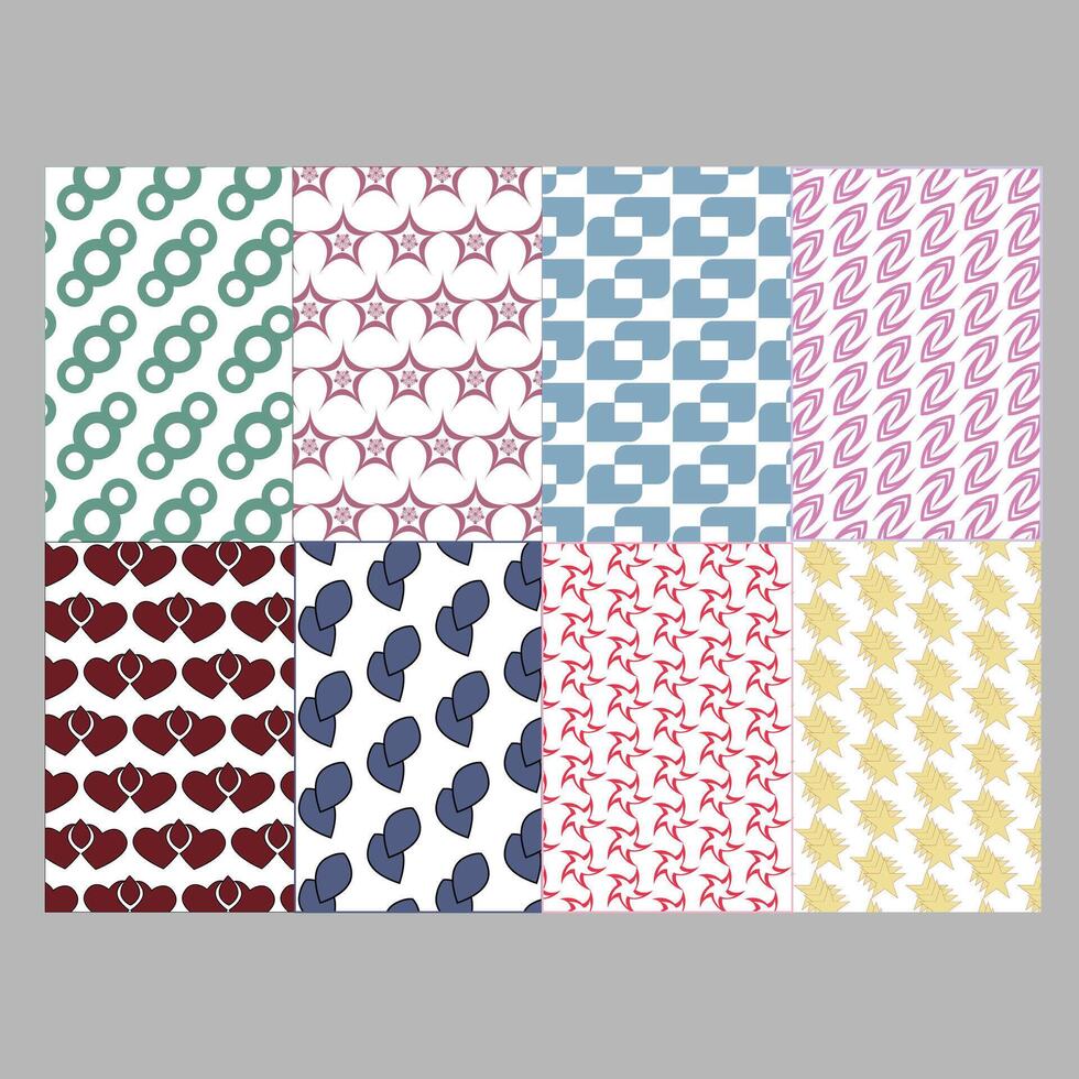 Seamless bright fun abstract pattern set design vector