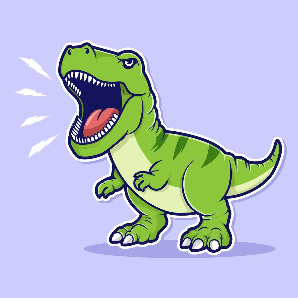 Green Tyrannosaurus Rex Cartoon. Dinosaur T-Rex vector