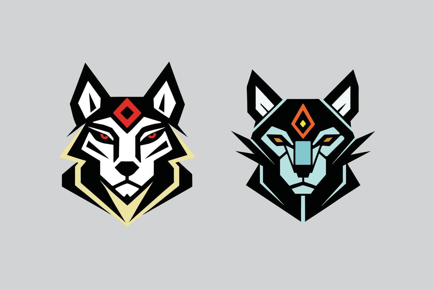 Angular Animal Icon Detailed Dog Head in Tribal Line Art. vector