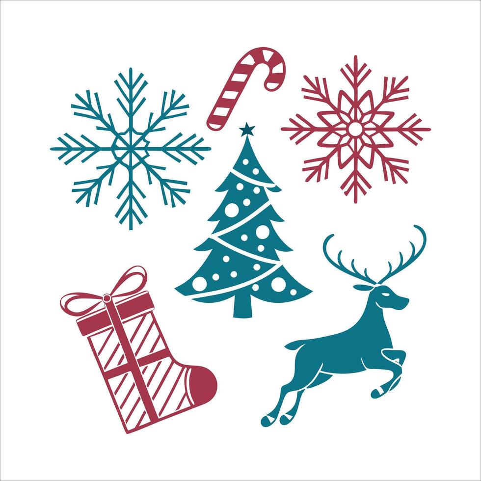 Merry Christmas Day elements silhouette set icon collection illustration vector