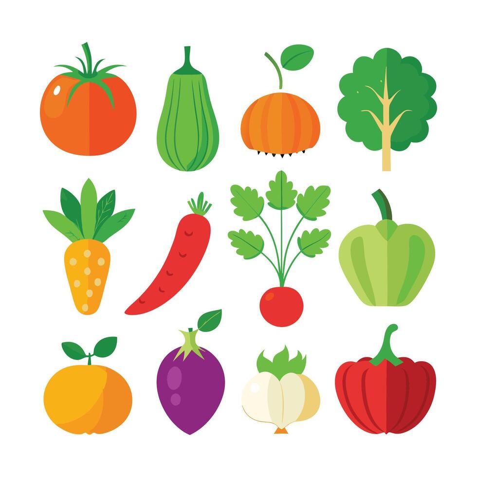 Vegetables icons set vector