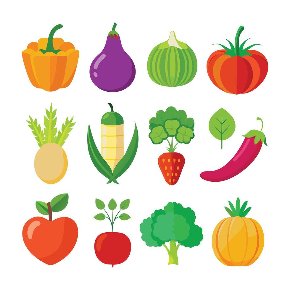 collection of vegetable element design vector