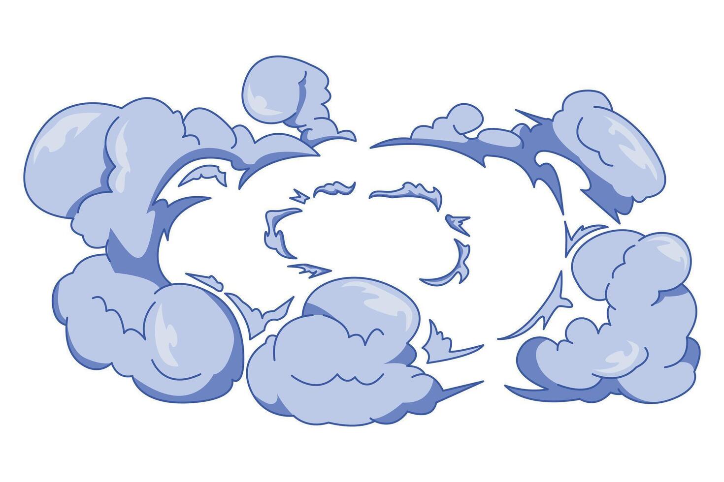 cartoon illustration of smoke dust explosion vector