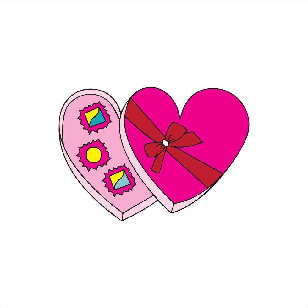 Heart-shaped Christmas gift box filled with cookies vector
