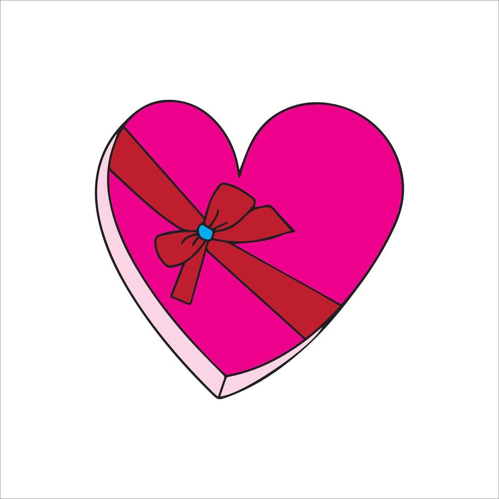 ping colored heart shaped Christmas gift box vector