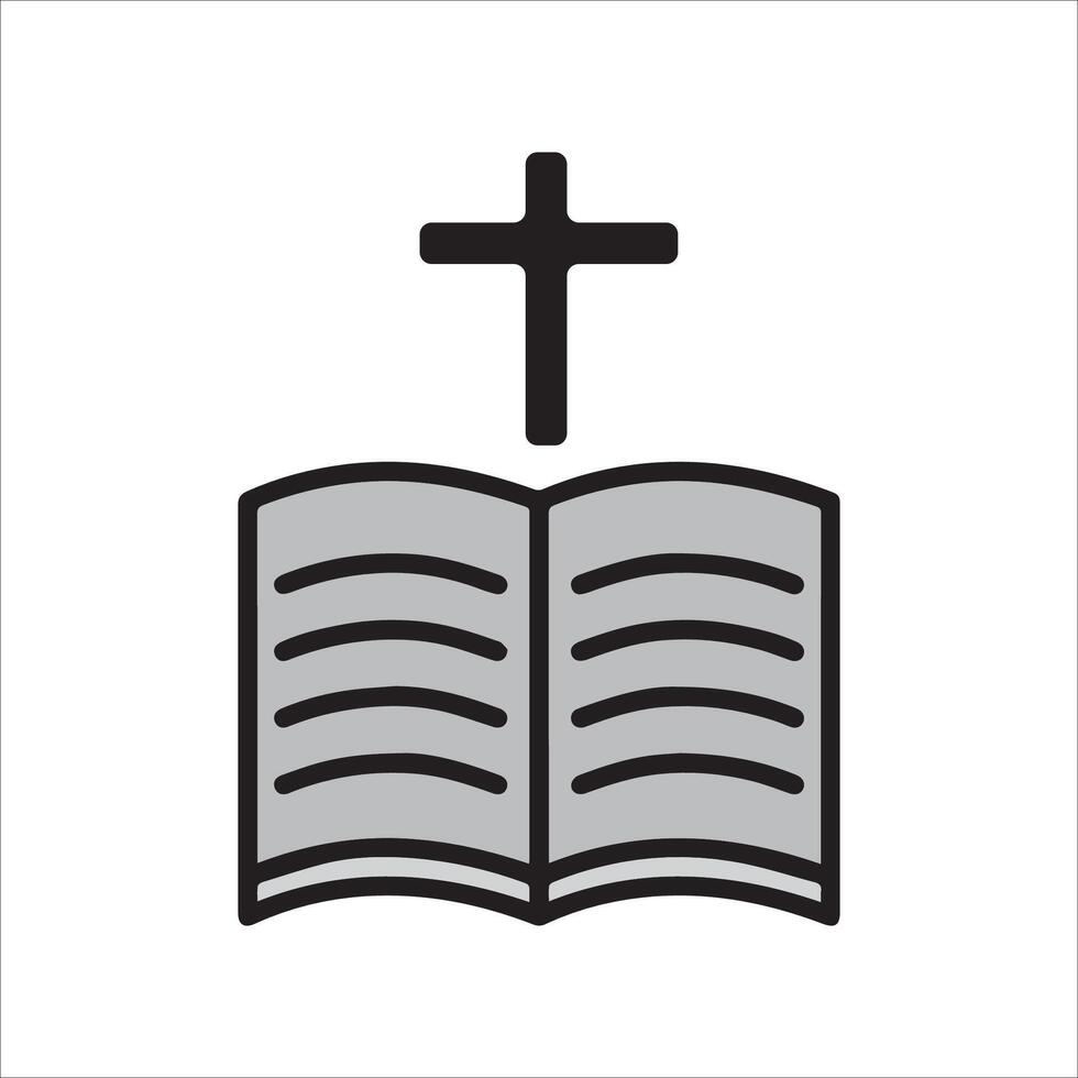 the bible is being opened with the sign of the cross vector
