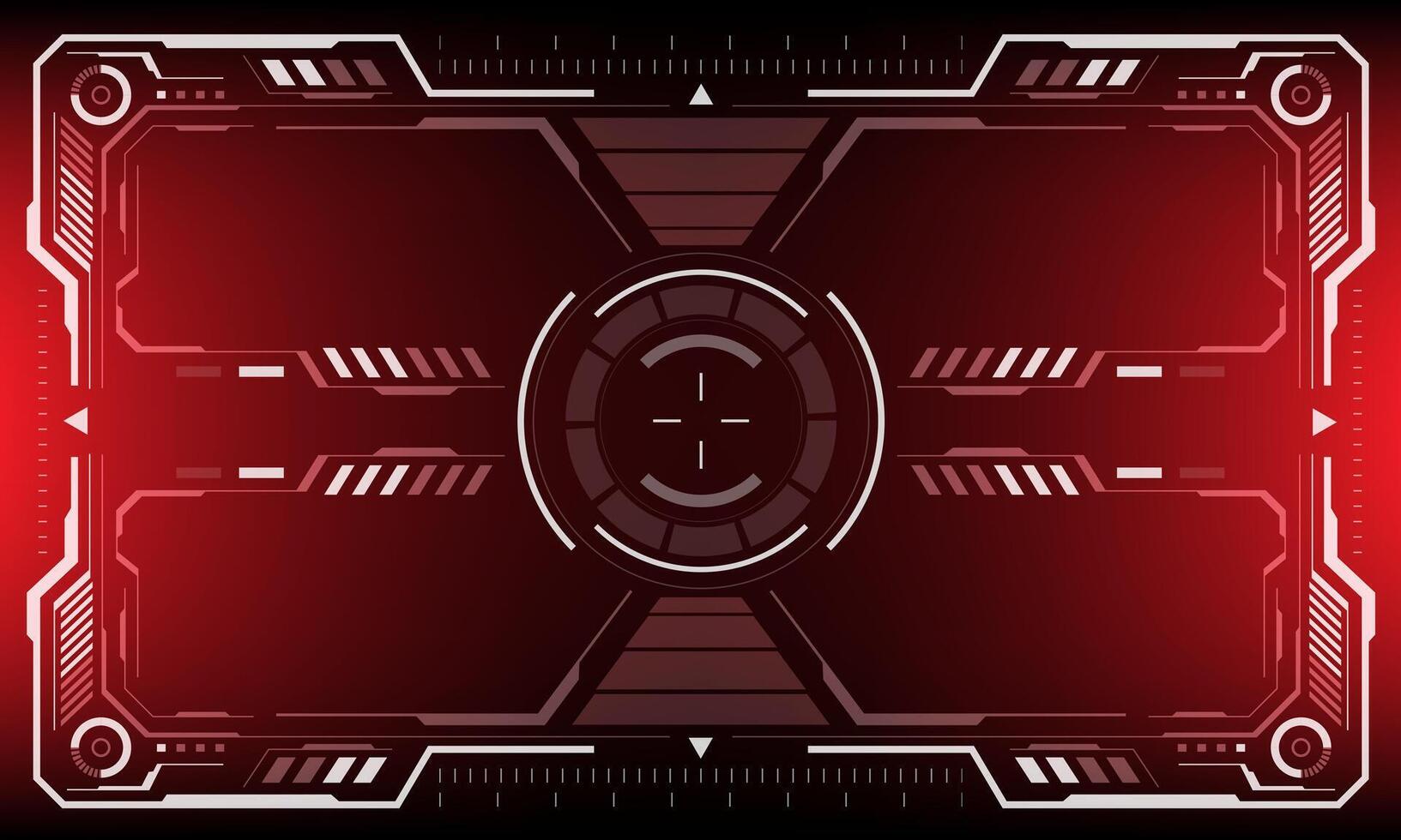 HUD white sci-fi interface screen view black geometric design virtual reality futuristic technology creative display on red vector