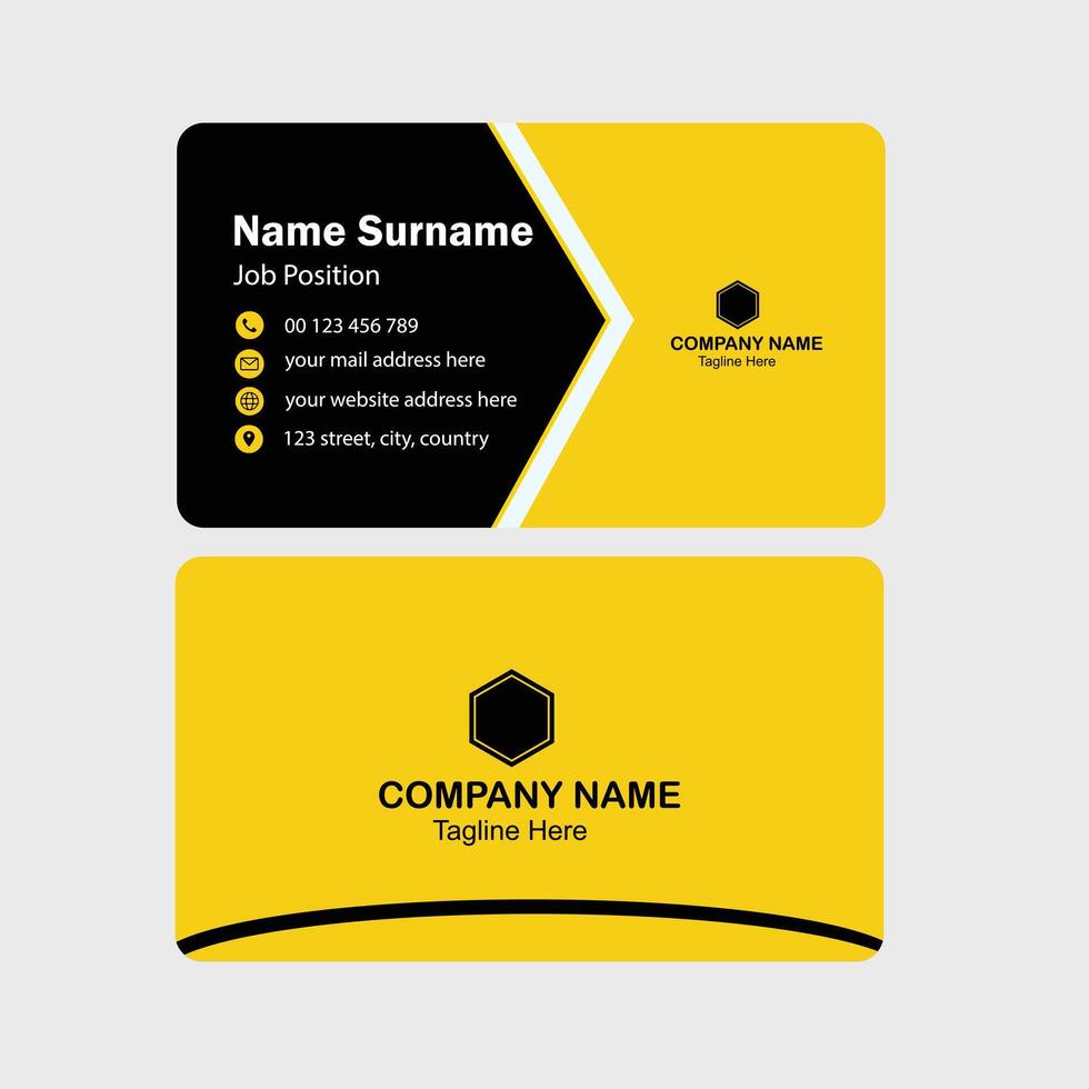 Black and Yellow Colors Corporate Business Card Print Template. vector