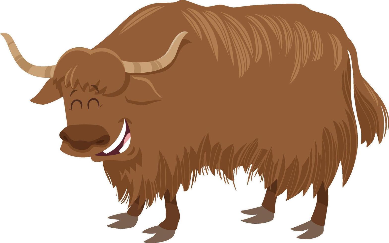 happy cartoon yak wild animal character vector