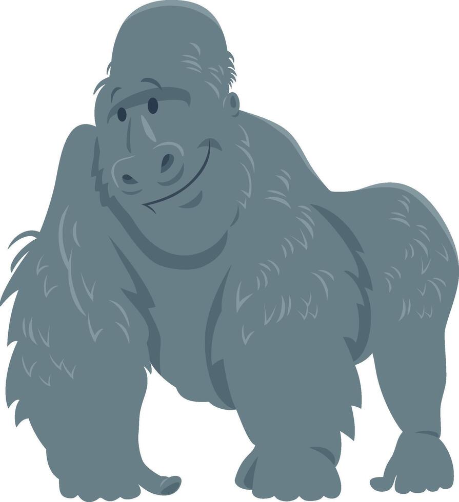 funny cartoon gorilla ape wild animal character vector