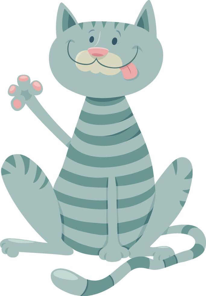 cartoon gray tabby cat animal character vector