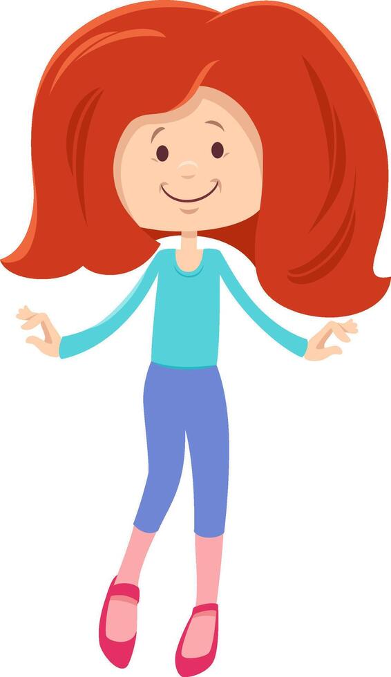 funny cartoon elementary age or teen girl character vector