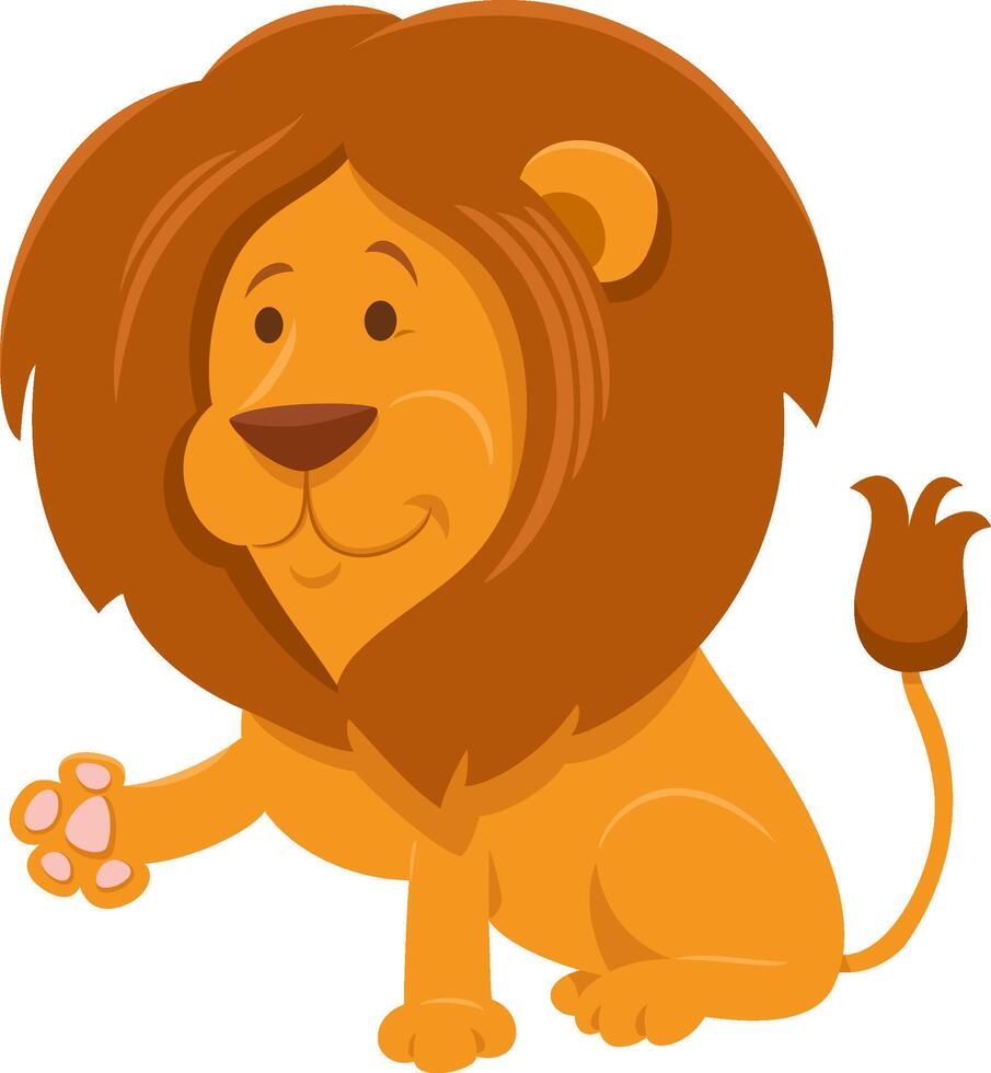cartoon lion wild animal character waving his paw vector