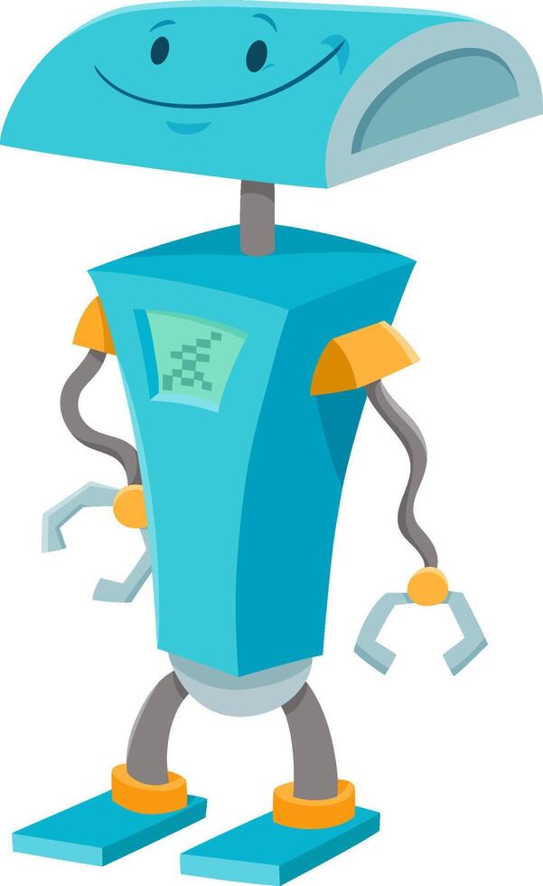 happy cartoon blue robot or android character vector