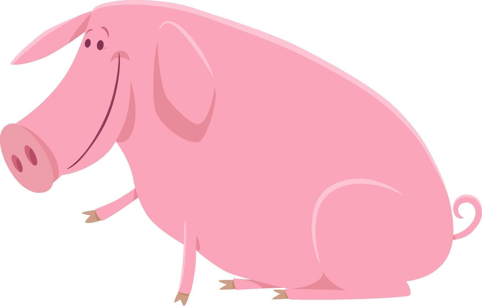 cartoon funny pig farm animal character vector