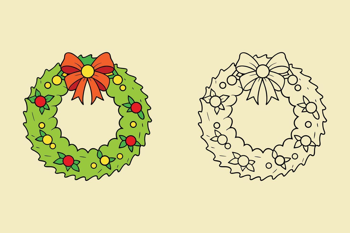 Beautiful Christmas Wreaths with Holly and Festive Bows vector