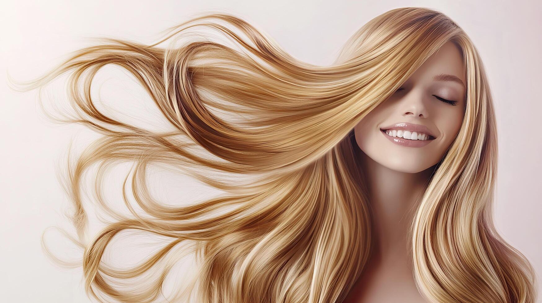 Beautiful young woman with long healthy blond hair. Beauty, fashion. photo