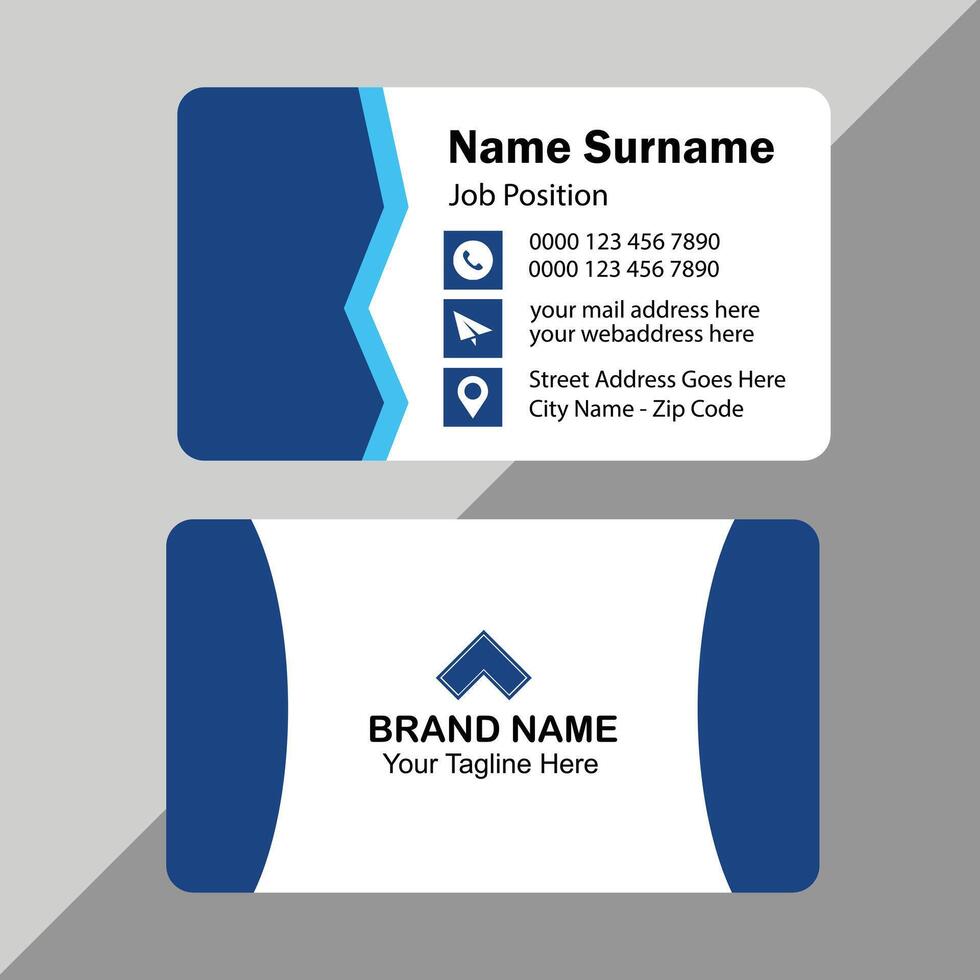 Clean style corporate business card design, Creative modern clean corporate double-sided business card template, Personal visiting card layout,. vector
