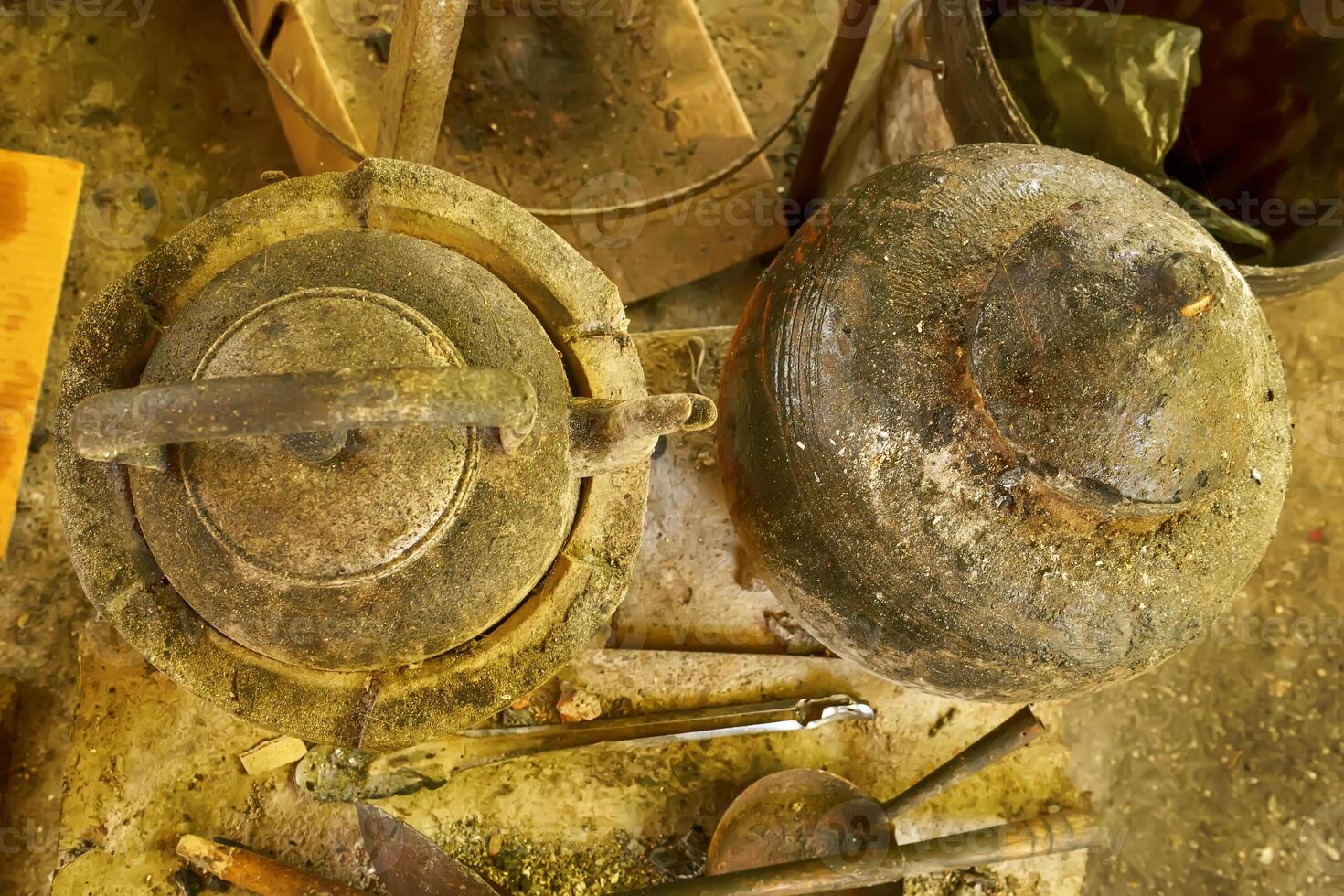 Rustic charcoal brazier is ready to use. It is also popular among Southeast Asian people. photo
