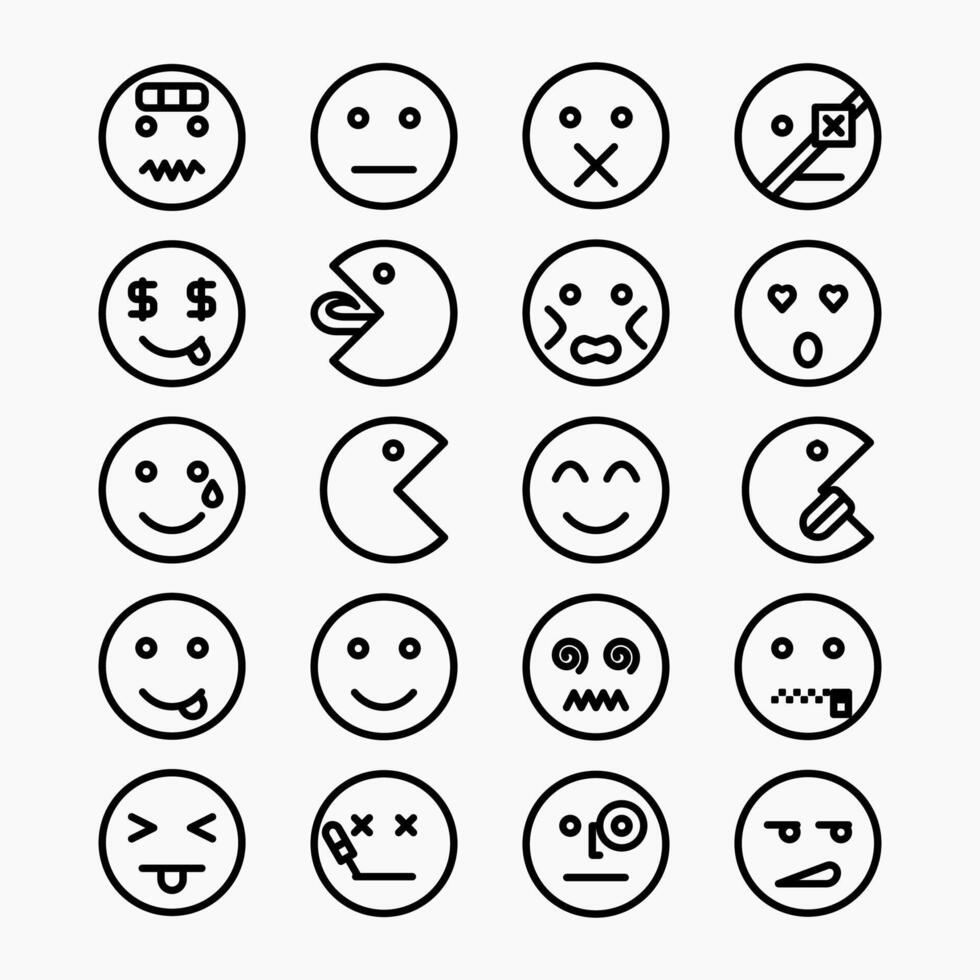 Design Illustration set line icon emoji. Good for user interface UI, etc. vector