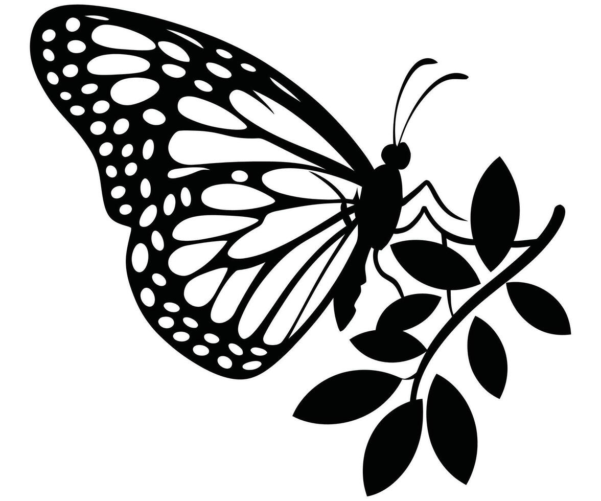 Silhouette of a butterfly with decorative wings. vector