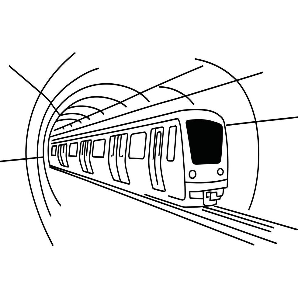 Subway train in tunnel illustration vector