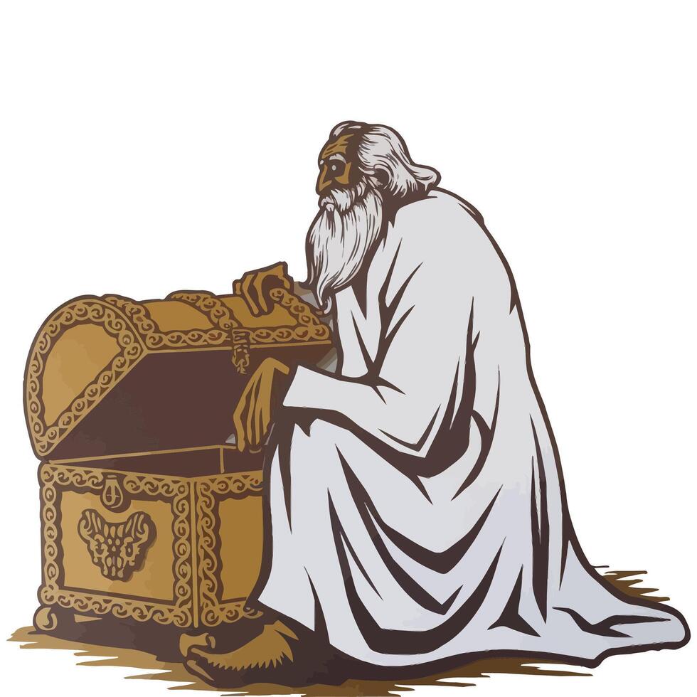 An old man sitting in a chest vector
