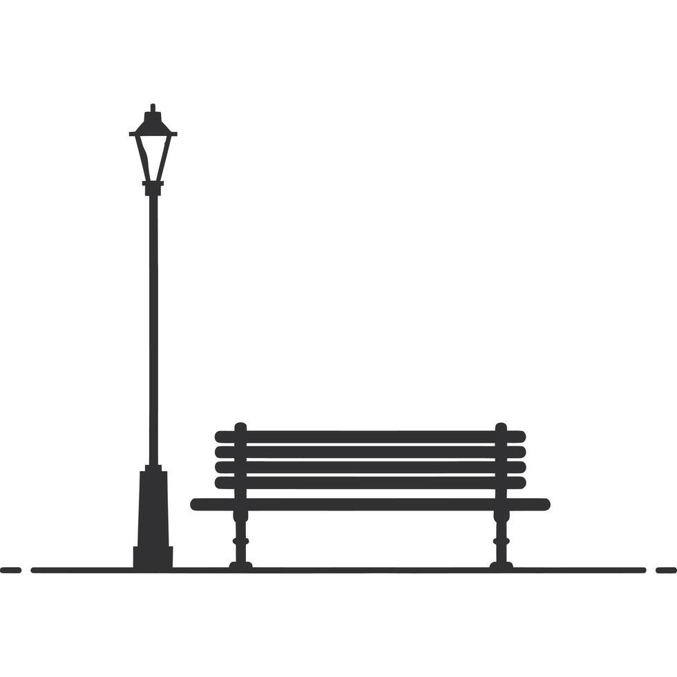 A bench and lamp post on a white background vector