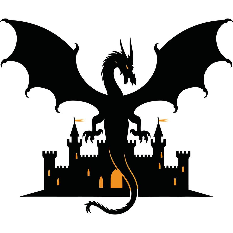 Dragon with castle vector
